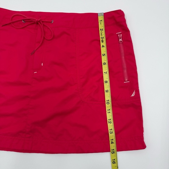 Nautica Women’s Pink Nylon Drawstring Skirt XL Deep Zipper Pocket Front Closure - Picture 7 of 7